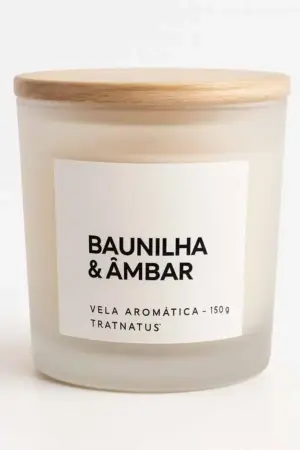 Vela Aromática Premium — Baunilha & Ambar-150g